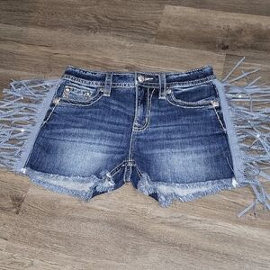 Miss Me Blue Fringe Jean Shorts Heaven